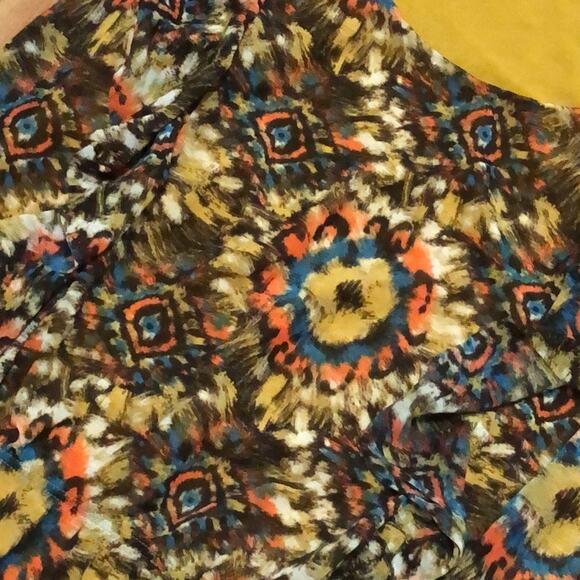 Apt. 9 Colorful Flutter Sleeve Ruffle Peplum Blouse Size Petite Small - Picture 6 of 12